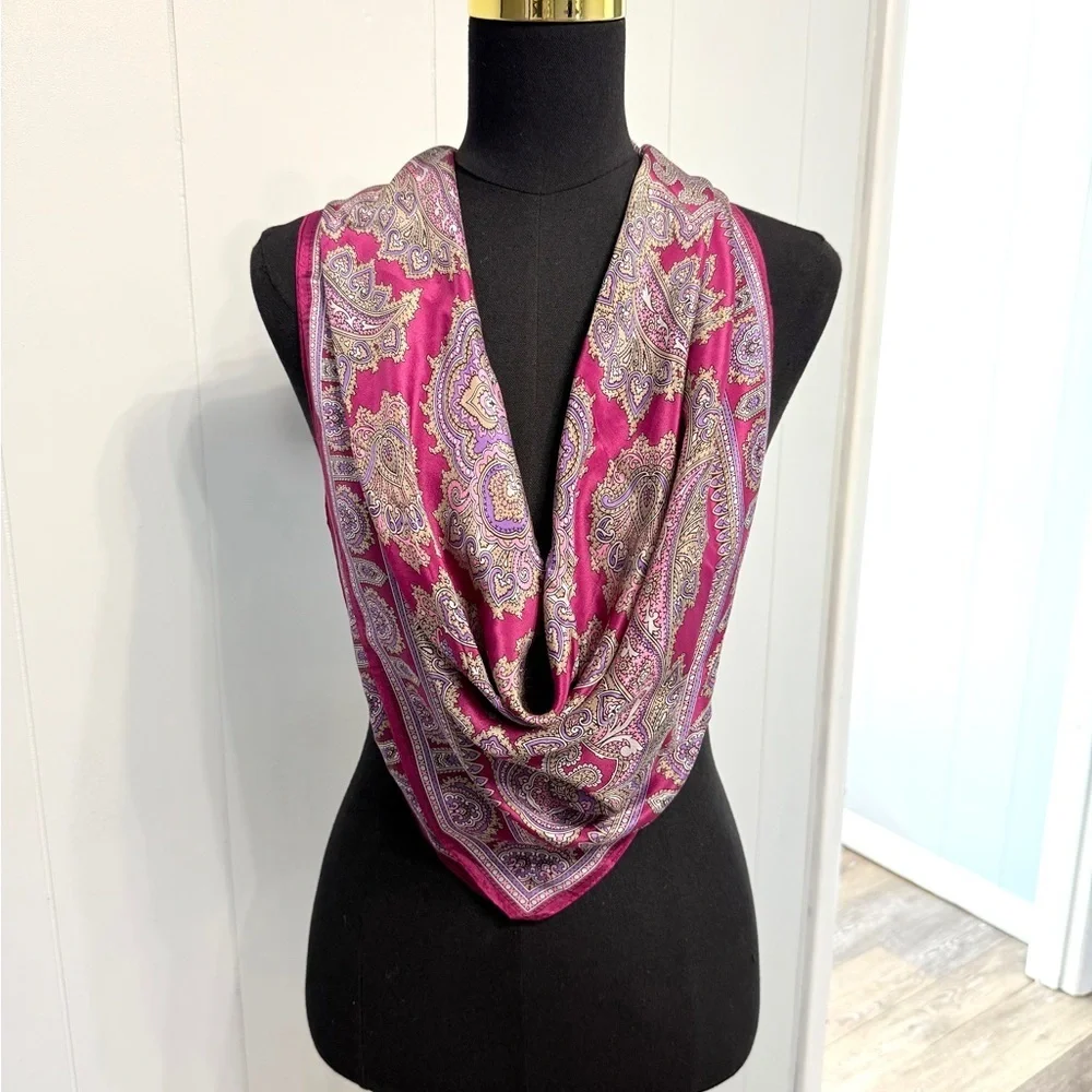 Elegant Paisley 100% Silk Scarf - almost like maroon and Lavender